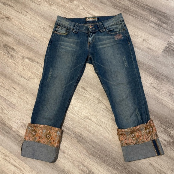 NEW ALLEN B (Schwartz) Embellished Cropped Boho Chic Jeans Size 29 RETAILS $695 - Picture 11 of 12